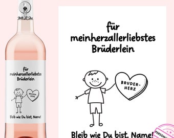 Amour fraternel | Étiquette de vin personnalisée | Frère préféré | Cadeau pour les frères | Netti Li Jae®