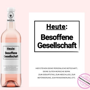 Fête | Étiquette de vin | Aujourd'hui, la société ivre | Cadeau de vin | cadeau drôle pour les femmes et les hommes | Netti Li Jae®