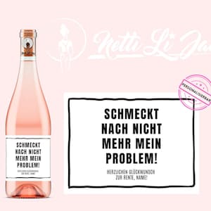 RENTE | Weinetikett personalisiert Querformat für Sektflasche | Schmeckt nach ... | Renteneintritt, Ruhestand, Pensionierung | Netti Li Jae®