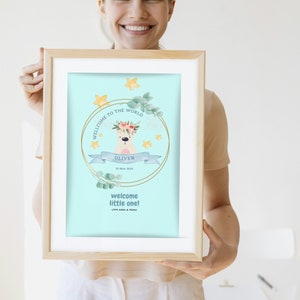 Carta de patrocinio personalizable | Oso azul | regalo de bautismo individual y personal | Idea de regalo personal para el bautismo| Netti Li Jae®