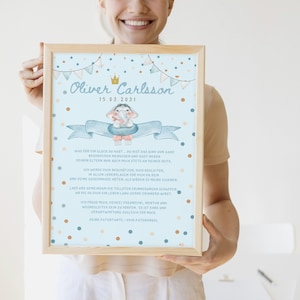 Carta de patrocinio personalizable | pdf. Archivo para descargar | Elefante azul | regalo de bautismo personal | para el bautismo | Netti Li Jae®