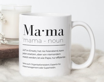 Mama Wörterbuch-Stil Tasse | Mama Tasse für coole Mütter | beidseitig bedruckt | spülmaschinen-geeignet | Netti Li Jae®