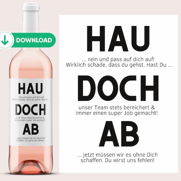 Wine label DOWNLOAD | Get out of here | Gift strike, retirement | Farewell gift colleagues | Print & Stick | Netti Li Jae®