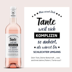 Tante, weil sich Komplizin so anhört, als wärest du schlechter Umgang | Personalisiertes Weinetikett für Tante & Wunschtext | Netti Li Jae®