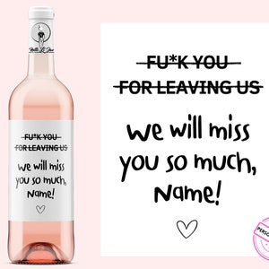 Kollegenabschied | Personalisiertes Weinetikett | Fu*k you |  Ausstand und Renteneintritt | Abschiedsgeschenk von Kollegen | Netti Li Jae®
