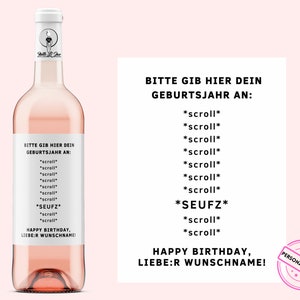 Geburtstag | Personalisiertes Weinetikett | Scroll Scroll Seufz | Weingeschenk | Weingeschenk | zum Geburtstag Frau und Mann | Netti Li Jae®