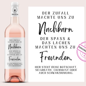 Nachbarschaft | Weinetikett personalisiert | Weingeschenk für Nachbarn als kleine Geste oder Mitbringsel | Netti Li Jae®