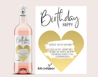 Happy Birthday Rubbelkarte | Weinetikett | Personalisiertes Weinetikett | Dein Text |  Geburtstag | Geschenk zum Geburtstag | Netti Li Jae®