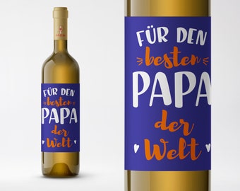 Für den besten Papa der Welt | Flaschenetikett | Hochformat | 9 x 12cm | selbstklebend | Netti Li Jae®