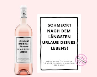 Retirement | Personalized wine label | Tastes like vacation | Gift idea for retirement, retirement, or retirement | Netti Li Jae®