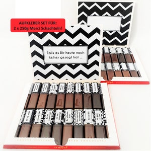 De doux compliments garantis pour vous faire sourire | Set d'autocollants pour 2 x 250g de chocolat Merci | Netti Li Jae®