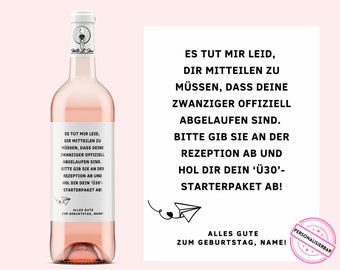 30 | Personalized Wine Label | Over 30 Starter Kit | Personalized Wine Gift for 30th Birthday | Wine Label 30 | Netti Li Jae®