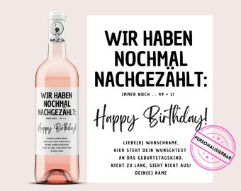 50 Geburtstag | 49 plus eins | Weinetikett personalisiert | Weingeschenk zum 50. Geburtstag | Weinetikett Geburtstag | Netti Li Jae®