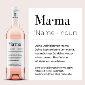 Mama personalisiertes Weinetikett | DEINE Definition von Mama inkl deinem Wunschtext | kleines Geschenk für Mama | Danke Mama |Netti Li Jae®