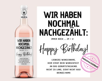 30 Geburtstag | 29 plus eins | Weinetikett personalisiert | Weingeschenk zum 30. Geburtstag | Weinetikett Geburtstag | Netti Li Jae®