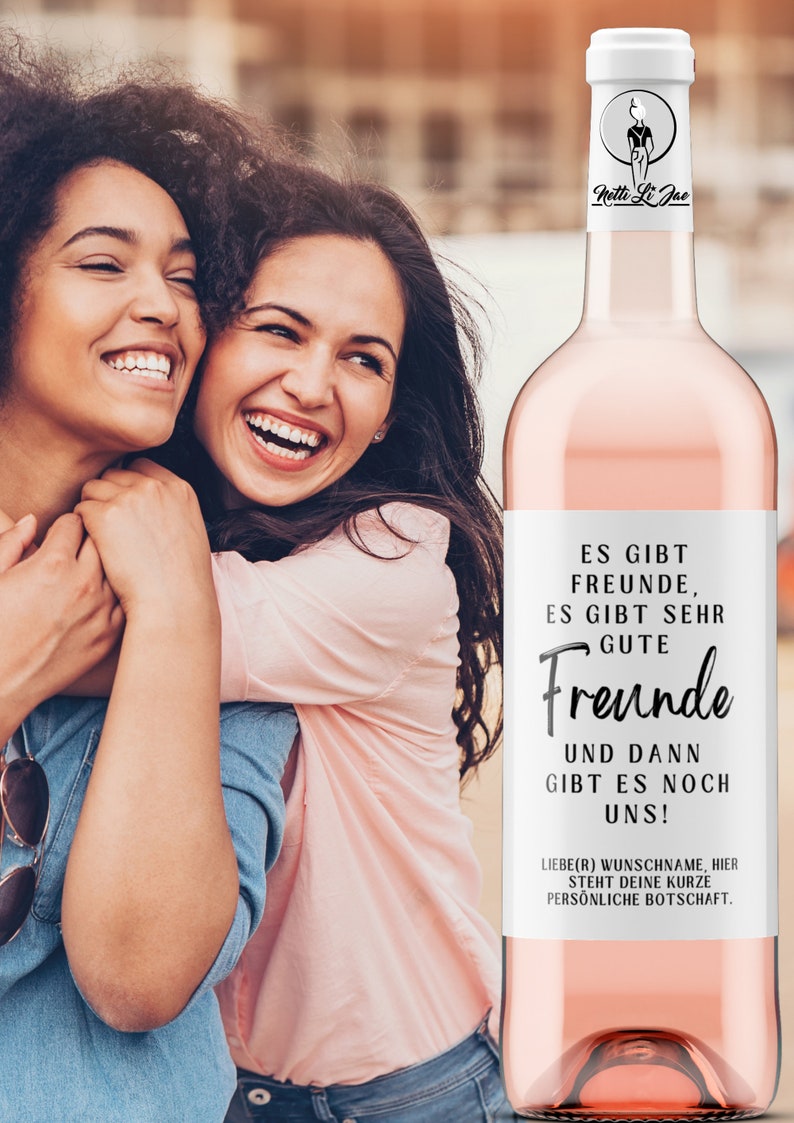 Freundschaft Personalisiertes Weinetikett Geschenk für die Freundin, für die beste Freundin, für den Freund Netti Li Jae® Bild 8