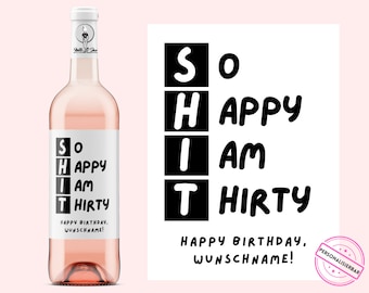 30 | Personalized wine label | So happy I am thirty | Personalized wine gift for a 30th birthday | Wine label 30 | Netti Li Jae®