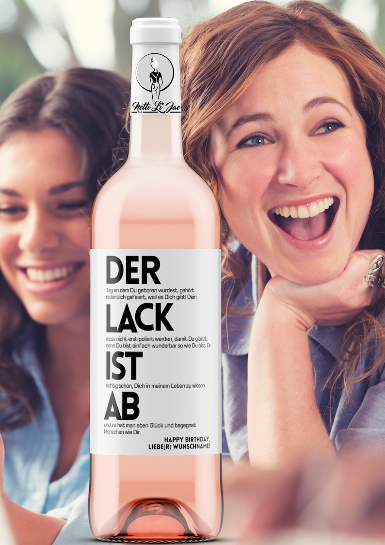 Geburtstag Personalisiertes Weinetikett Der Lack ist ab Das Original Weingeschenk zum Geburtstag Frau und Mann Netti Li Jae® Bild 7