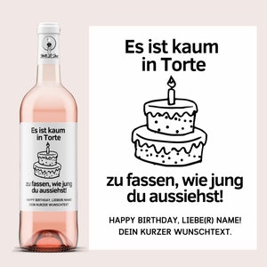 Geburtstagsgeschenk | Es ist kaum in Torte zu fassen | Personalisiertes Weinetikett | Geschenk zum Geburtstag | Mitbringsel | Netti Li Jae®