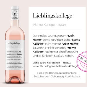 Kollege Geschenk Abschied, Danke, Geburtstag | Lieblingskollege Definition | Personalisiertes Weinetikett | Netti Li Jae®