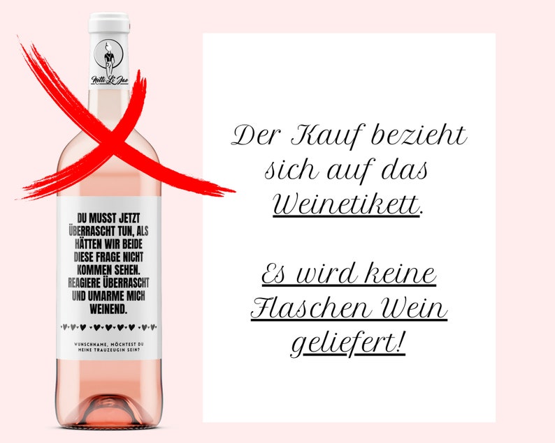 Trauzeugin fragen Überrascht tun Personalisiertes Weinetikett mit Wunschname Netti Li Jae® imagen 2