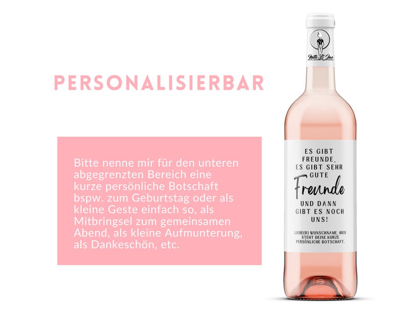 Freundschaft Personalisiertes Weinetikett Geschenk für die Freundin, für die beste Freundin, für den Freund Netti Li Jae® Bild 4