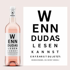 Onkel Schwangerschaftsverkündung | Personalisiertes Weinetikett für werdenden Onkel | Du wirst Onkel | Netti Li Jae®