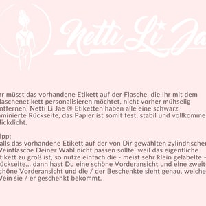 Geburtstag, Umzug, Einzug, Abschied Personalisiertes Weinetikett weil Blumen nicht betrunken machen für Frau und Mann Netti Li Jae® Bild 4