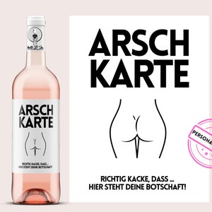 Carte de cul avec fesses illustrées | Étiquette de vin personnalisée | Cadeau de vin | Pension-cadeau, débrayage, adieu | Netti Li Jae®