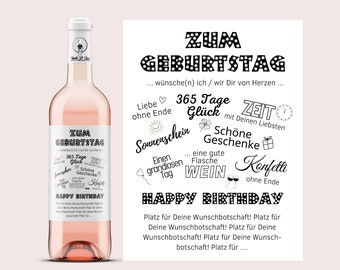 Zum Geburtstag wünsche ich Dir ... | Personalisiertes Weinetikett | ... was ich Dir zum Geburtstag wünsche  | Mitbringsel | Netti Li Jae®