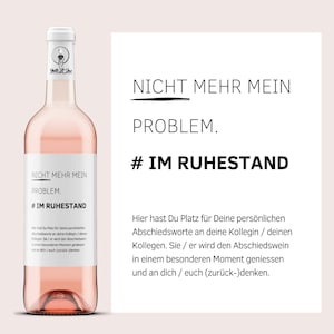 zum Renteneintritt | Nicht mehr mein Problem. # Im Ruhestand | Personalisiertes Weinetikett | inkl. deiner Wunschbotschaft | Netti Li Jae®