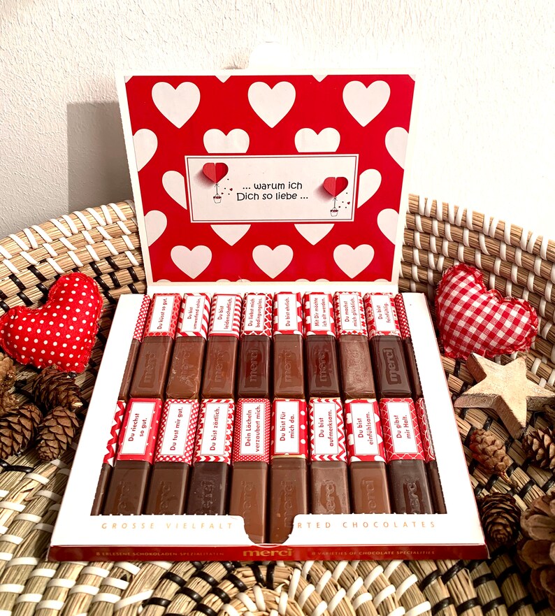 Ich liebe Dich Aufkleber Set für Merci Schokolade für 2 Etsy