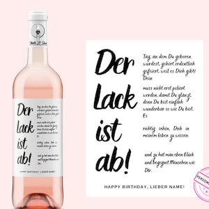 zum Geburtstag | Personalisiertes Weinetikett | Der Lack ist ab | Das Original | Weingeschenk | zum Geburtstag Frau und Mann | Netti Li Jae®