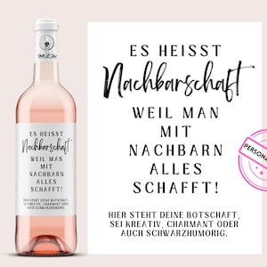 Nachbarschaft | Weinetikett personalisiert | Weingeschenk für Nachbarn als kleine Geste oder Mitbringsel | Netti Li Jae®