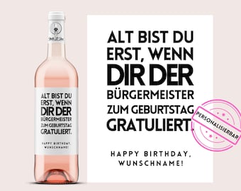 Geburtstag | Personalisiertes Weinetikett zum Geburtstag | personalisiertes Geburtstagsgeschenk | Weinaufkleber | Netti Li Jae®