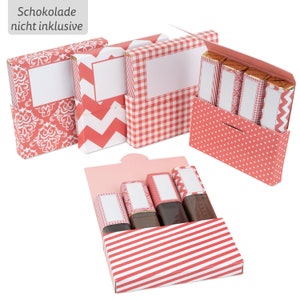 5 kleine bedankjes | Stickerset met 5 mini doosjes | voor 5 gepersonaliseerde cadeaus | Koraalrood | Netti Li Jae®