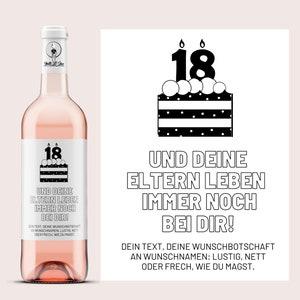 18 und deine Eltern wohnen immer noch bei dir | Personalisiertes Weinetikett | Geburtstagsgeschenk | zum 18. Geburtstag | Netti Li Jae®