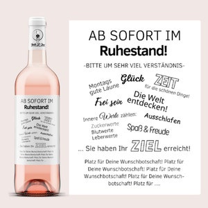 Alles Gute zum Ruhestand | Personalisiertes Weinetikett | inkl. deiner Wunschbotschaft | Geschenkidee zum Renteneintritt | Netti Li Jae®