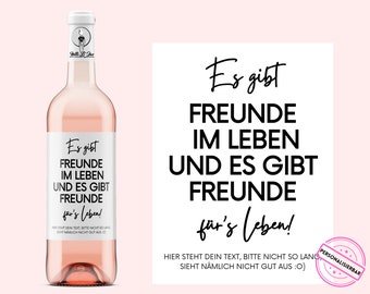 Vriendschap | Gepersonaliseerd wijnetiket | Vrienden voor het leven | Cadeau voor vriendin, beste vriend, vriend | Netti Li Jae®