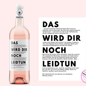 Kollegenabschied Leidtun | Weinetikett personalisiert | Geschenk Ausstand | Renteneintritt | Abschiedsgeschenk von Kollegen | Netti Li Jae®
