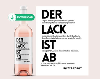 Wine label DOWNLOAD | birthday | The paint is off | happy birthday woman and man | Netti Li Jae®