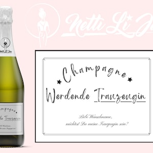 Demoiselle d'honneur | Veux-tu être ma demoiselle d'honneur ? | étiquette de vin mousseux personnalisée | Format paysage pour prosecco, vin mousseux et champagne | Netti Li Jae®