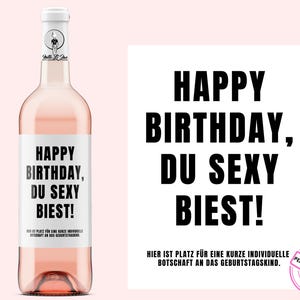 Geburtstag | Weinetikett personalisiert Geburtstag | Happy Birthday, Du sexy Biest!  Weinaufkleber Geburtstagsgeschenk | Netti Li Jae®