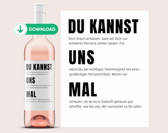 Wine label DOWNLOAD | You can do us a favor | Leaving, retirement | Farewell gift for colleagues | Print & stick | Netti Li Jae®