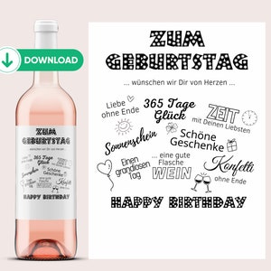 Wine label DOWNLOAD | Happy birthday | Happy birthday, print & stick | Netti Li Jae®