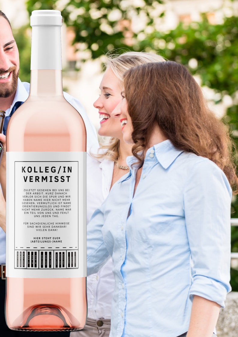 KollegIn vermisst Personalisiertes Wein oder Bieretikett inkl. Wunschname Witzige Geschenkidee zum Ausstand Netti Li Jae® Bild 7