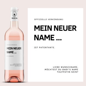 Anuncio de embarazo de madrina | etiqueta de vino personalizada | Serás madrina | Mi nuevo nombre es madrina | Netti Li Jae®