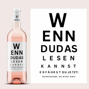 Oma Schwangerschaftsverkündung | Personalisiertes Weinetikett für werdende Oma | Du wirst Oma | Netti Li Jae®