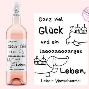 Geburtstag | Ganz viel Glück und ein langes Leben | Personalisiertes Weinetikett |  zum Geburtstag Frau und Mann | Netti Li Jae®
