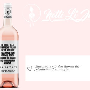 Ask the maid of honour Act surprised Personalised wine label with desired name Netti Li Jae® image 3